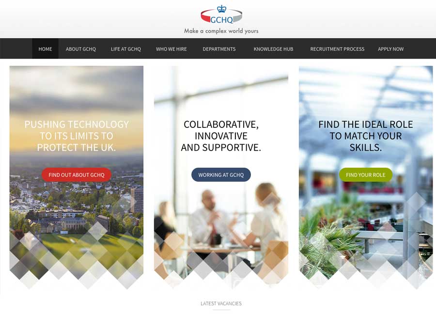 Thumbnail image of GCHQ Careers website